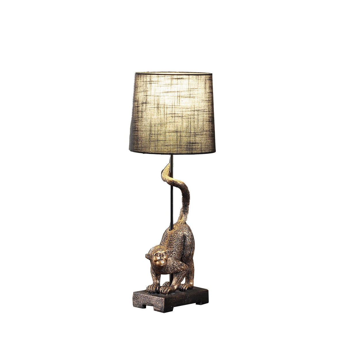 24" Antiqued Gold Monkey Table Lamp With Black Drum Shade LuxuryLifeWay Online Store