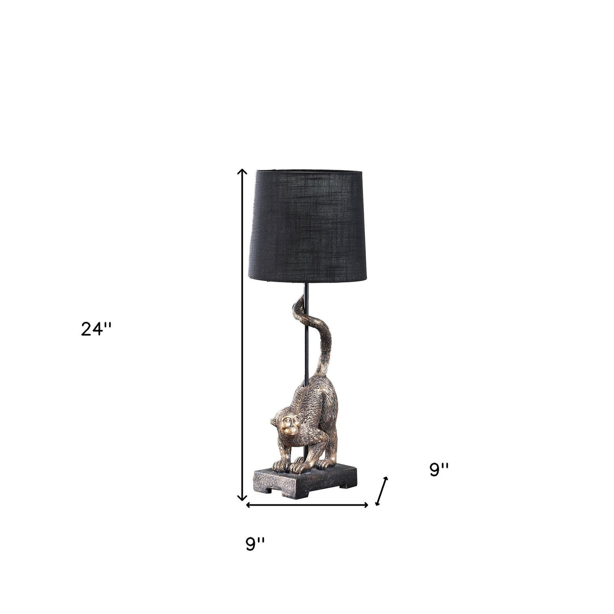 24" Antiqued Gold Monkey Table Lamp With Black Drum Shade LuxuryLifeWay Online Store