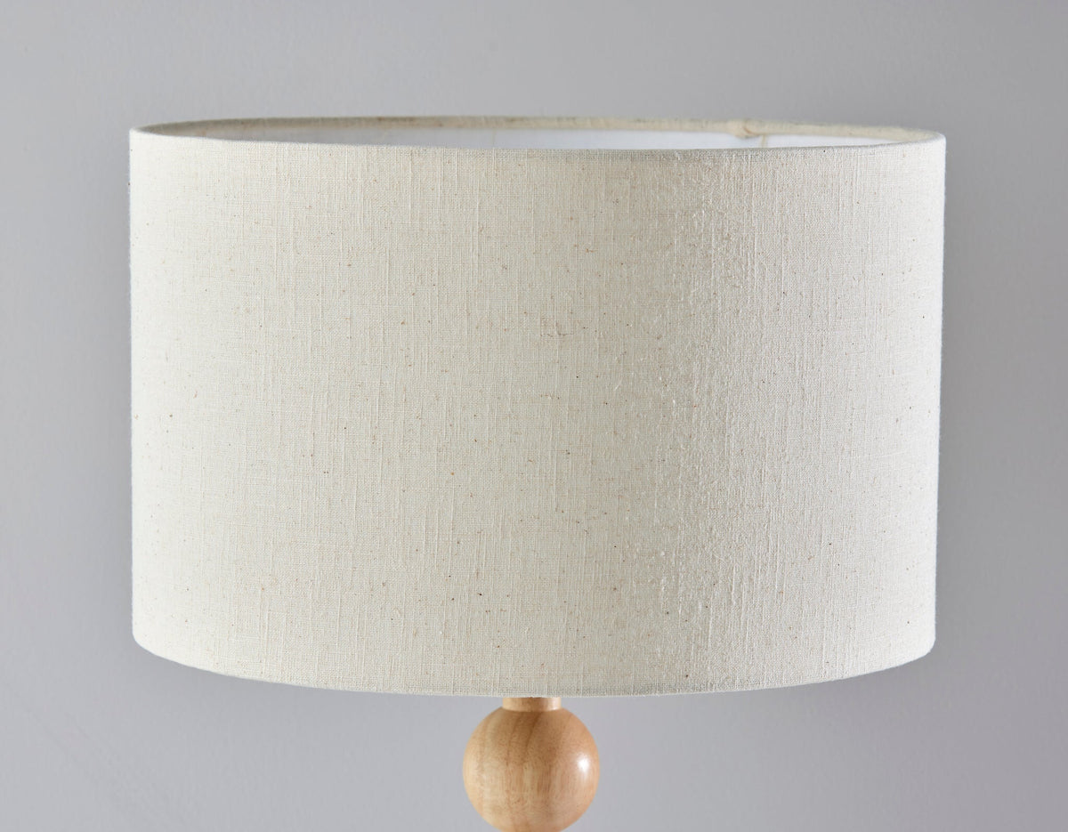 28" Brown Solid Wood Candlestick Table Lamp With Off White Drum Shade LuxuryLifeWay Online Store
