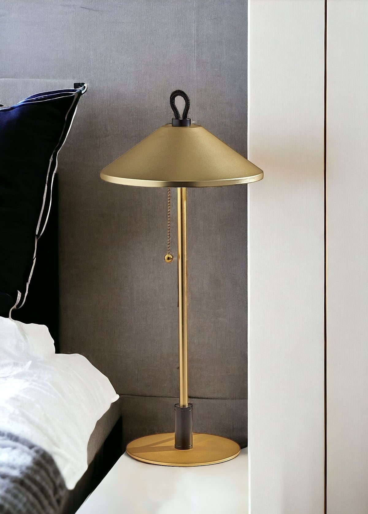 20" Black and Gold Metal Two Light Candlestick LED Table Lamp With Brass Cone Shade LuxuryLifeWay Online Store