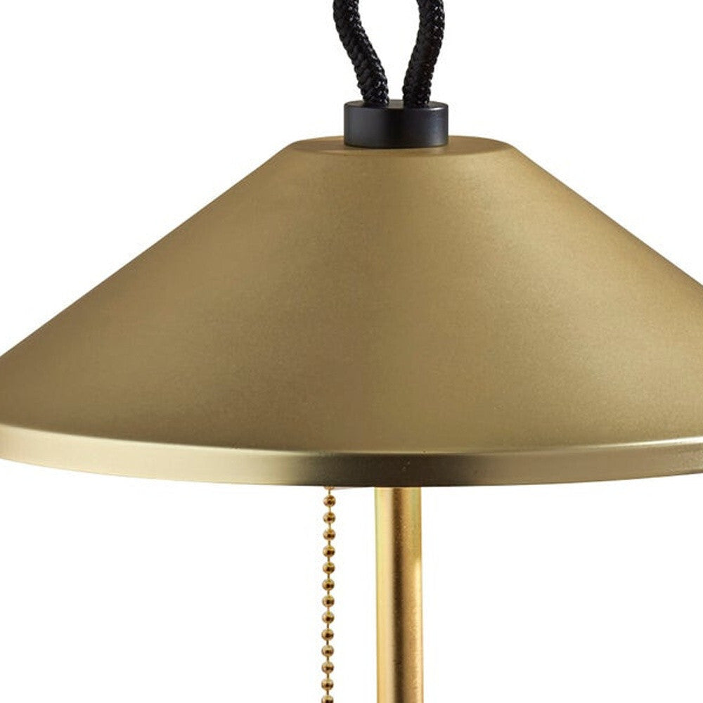 20" Black and Gold Metal Two Light Candlestick LED Table Lamp With Brass Cone Shade LuxuryLifeWay Online Store
