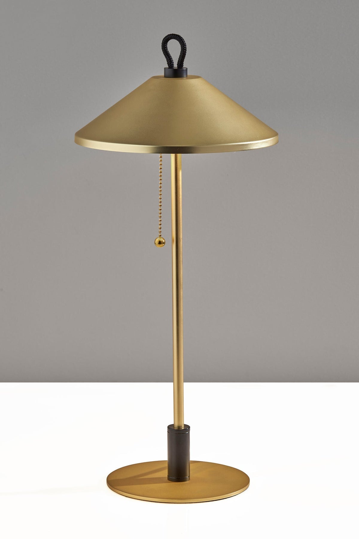 20" Black and Gold Metal Two Light Candlestick LED Table Lamp With Brass Cone Shade LuxuryLifeWay Online Store