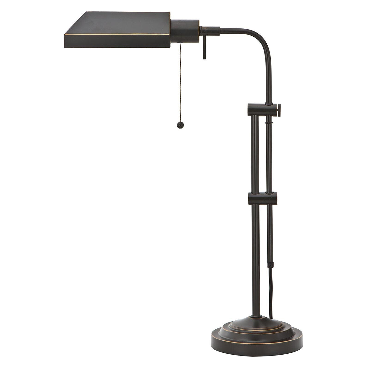 26" Bronze Metal Adjustable Table Lamp With Bronze Rectangular Shade LuxuryLifeWay Online Store