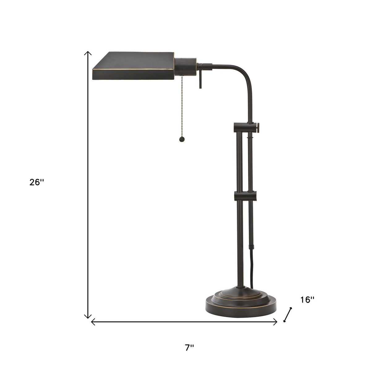 26" Bronze Metal Adjustable Table Lamp With Bronze Rectangular Shade LuxuryLifeWay Online Store