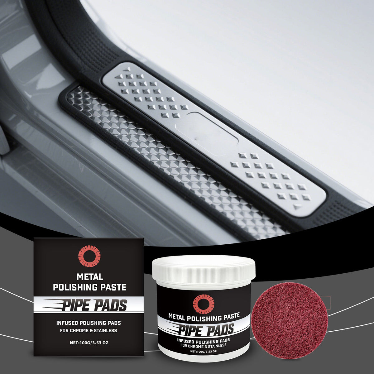 Metal Polishing Care Kit 1 00g Bottle-1 Sponge Pad 1Box Tri Light Beauty