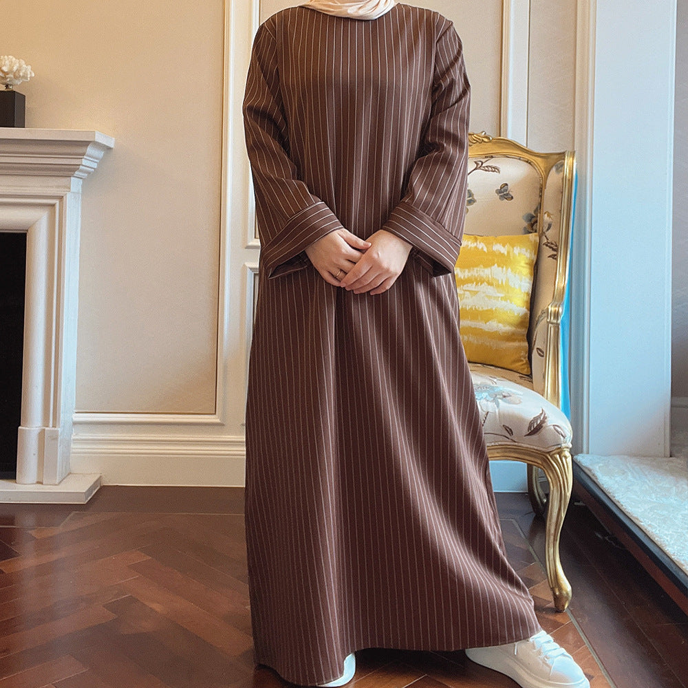 Middle East Stripe Tunneled Dress Women NorixaFashion.com