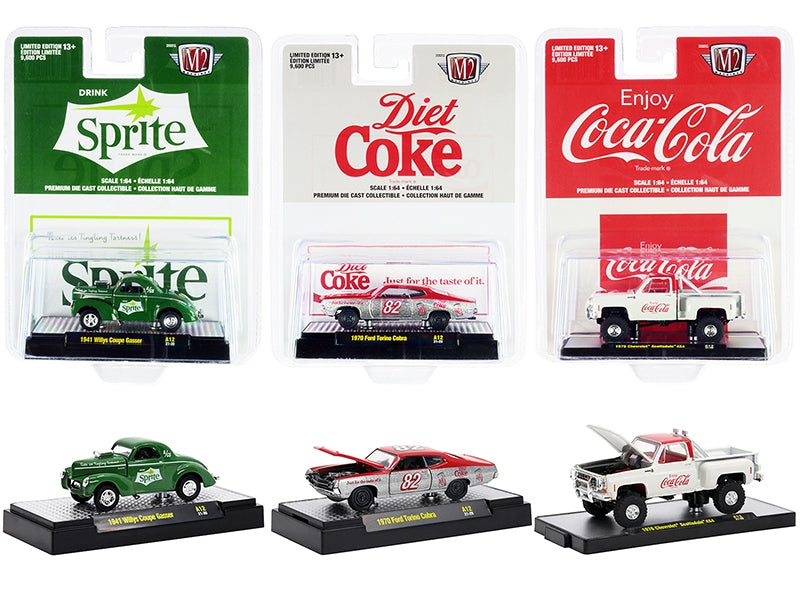 "Coca-Cola & Sprite" Set of 3 pieces Release 12 Limited Edition to 9600 pieces Worldwide 1/64 Diecast Model Cars by M2 Machines LuxuryLifeWay Online Store