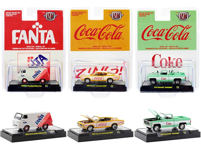 "Coca-Cola & Fanta" Set of 3 pieces Release 13 Limited Edition to 9600 pieces Worldwide 1/64 Diecast Model Cars by M2 Machines LuxuryLifeWay Online Store