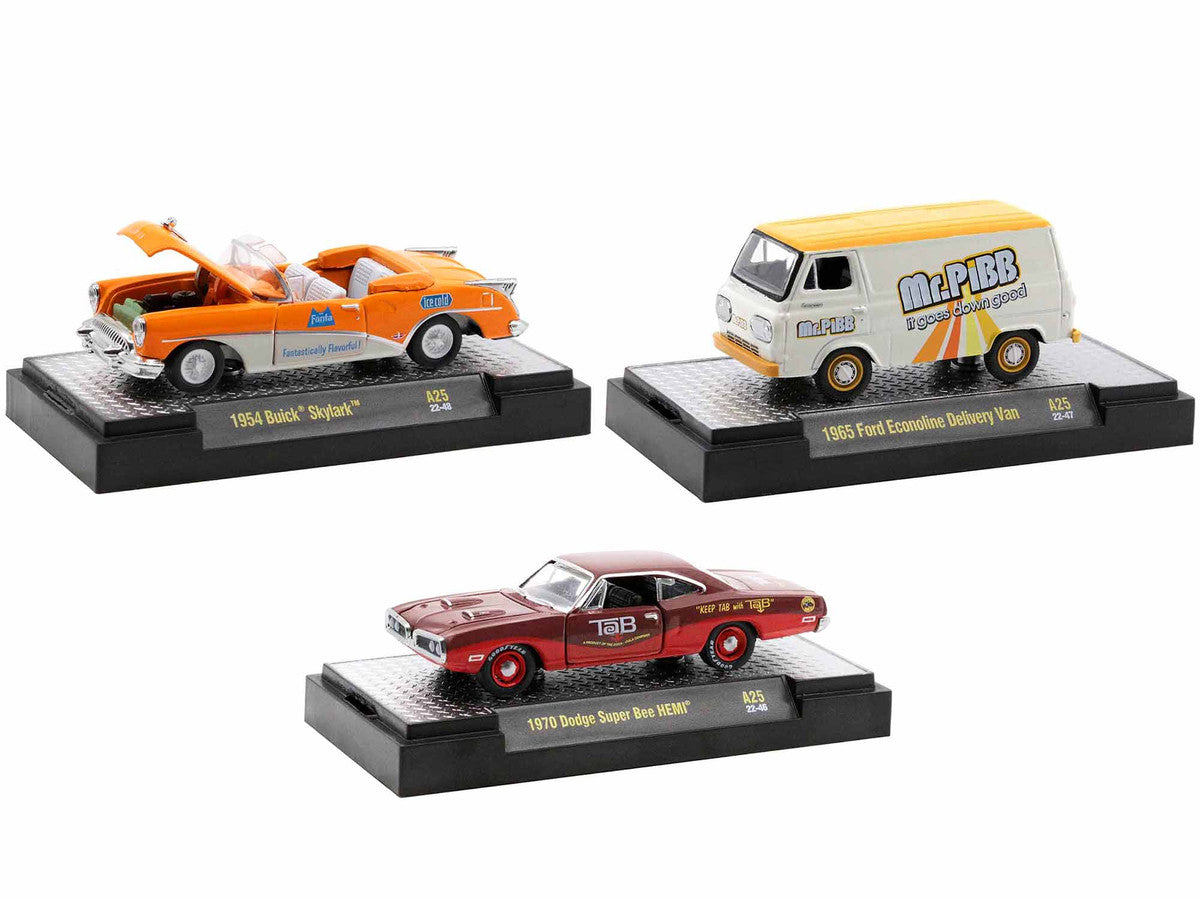 "Sodas" Set of 3 pieces Release 25 Limited Edition to 6250 pieces Worldwide 1/64 Diecast Model Cars by M2 Machines LuxuryLifeWay Online Store