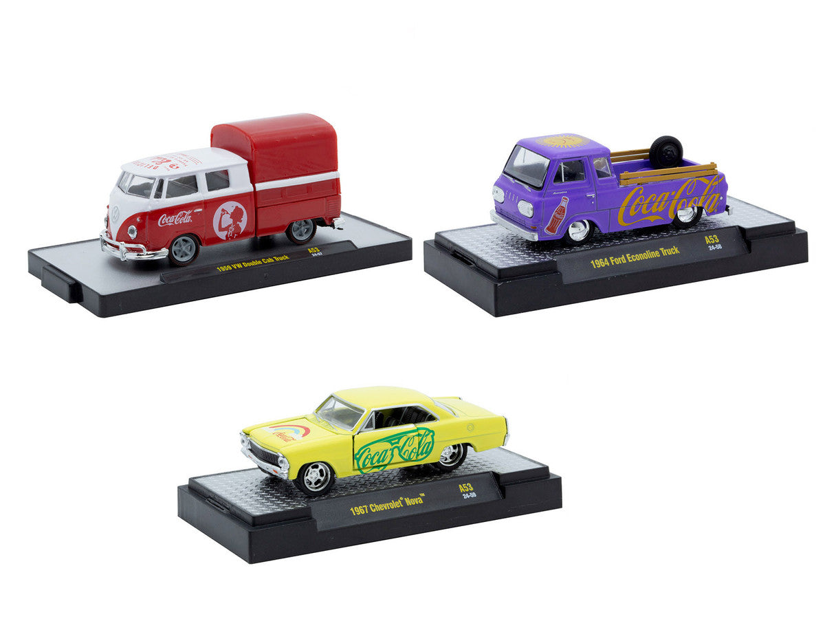 "Coca-Cola" Set of 3 pieces Release 53 Limited Edition to 10000 pieces Worldwide 1/64 Diecast Model Cars by M2 Machines LuxuryLifeWay Online Store