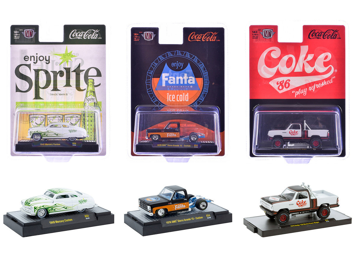 "Sodas" Set of 3 pieces Release 54 Limited Edition to 10000 pieces Worldwide 1/64 Diecast Model Cars by M2 Machines LuxuryLifeWay Online Store
