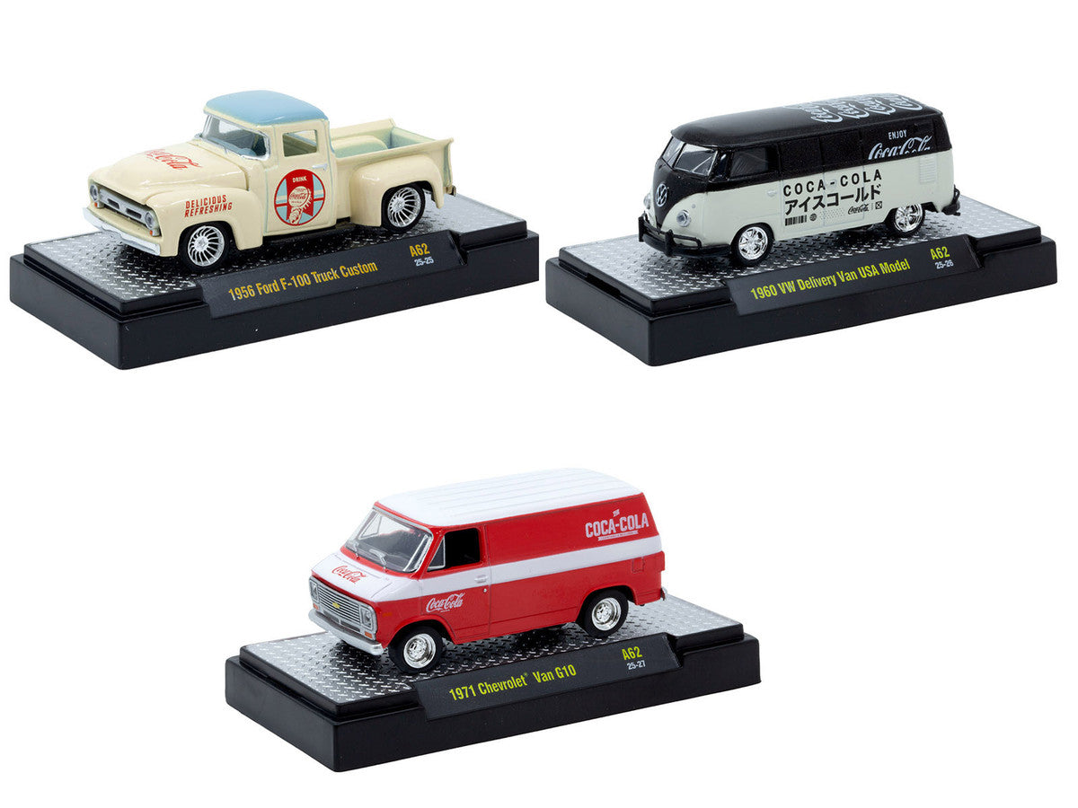 "Coca-Cola" Set of 3 pieces Release 62 Limited Edition to 8000 pieces Worldwide 1/64 Diecast Model Cars by M2 Machines LuxuryLifeWay Online Store