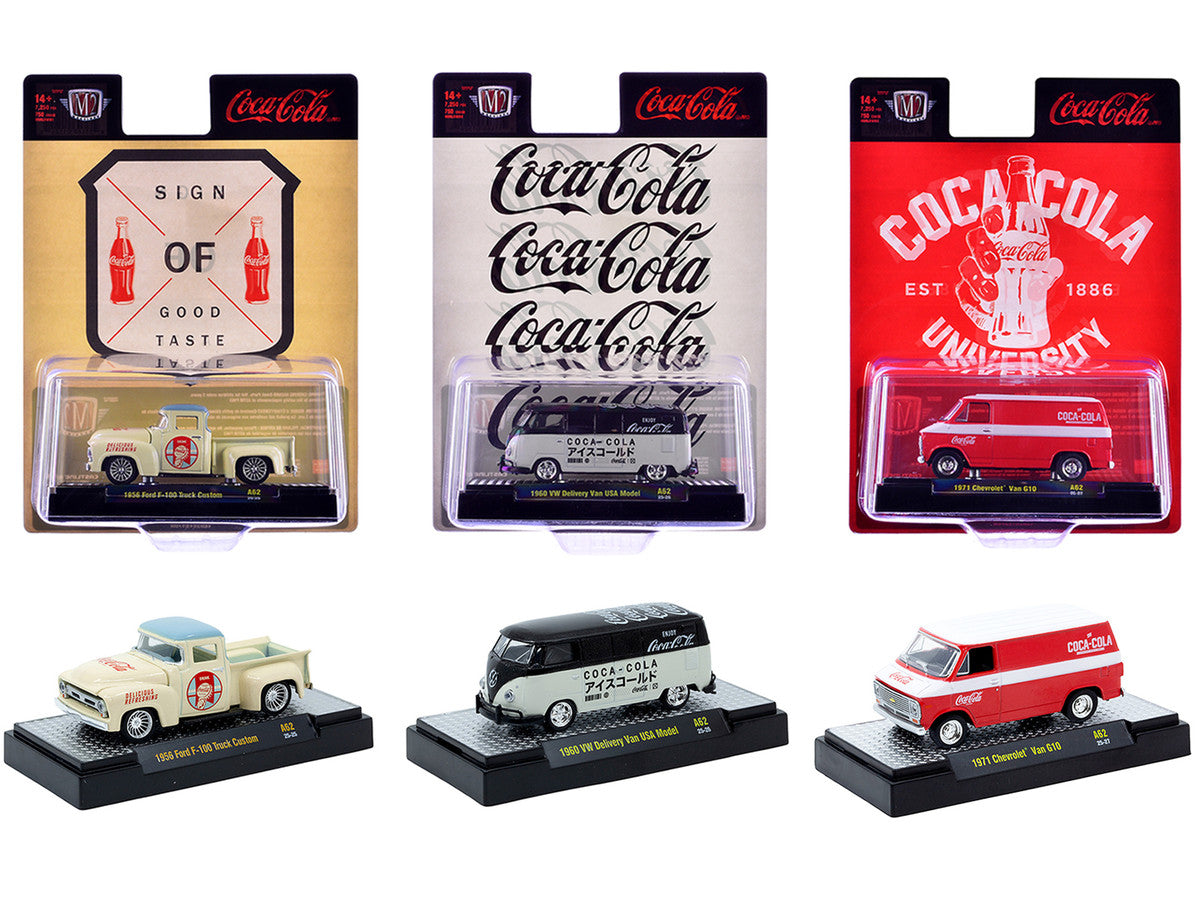 "Coca-Cola" Set of 3 pieces Release 62 Limited Edition to 8000 pieces Worldwide 1/64 Diecast Model Cars by M2 Machines LuxuryLifeWay Online Store