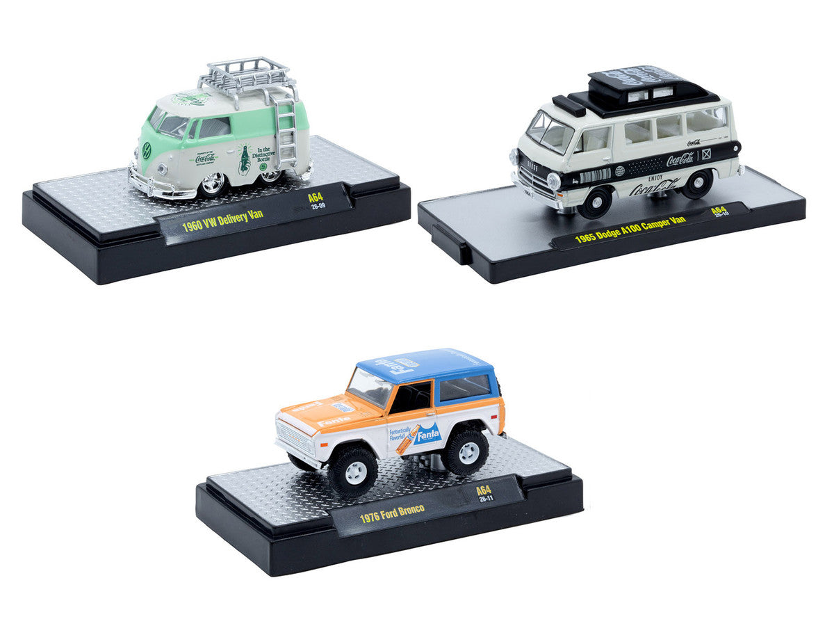 "Sodas" Set of 3 pieces Release 64 Limited Edition to 5400 pieces Worldwide 1/64 Diecast Model Cars by M2 Machines LuxuryLifeWay Online Store