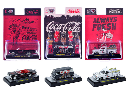 "Coca-Cola" Set of 3 pieces Release 65 Limited Edition to 4800 pieces Worldwide 1/64 Diecast Models by M2 Machines LuxuryLifeWay Online Store