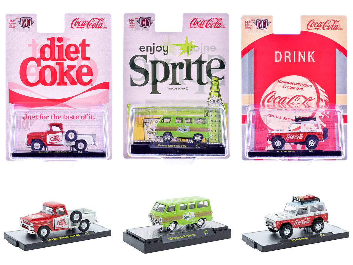 "Sodas" Set of 3 pieces Release 57 Limited Edition to 10000 pieces Worldwide 1/64 Diecast Model Cars by M2 Machines LuxuryLifeWay Online Store