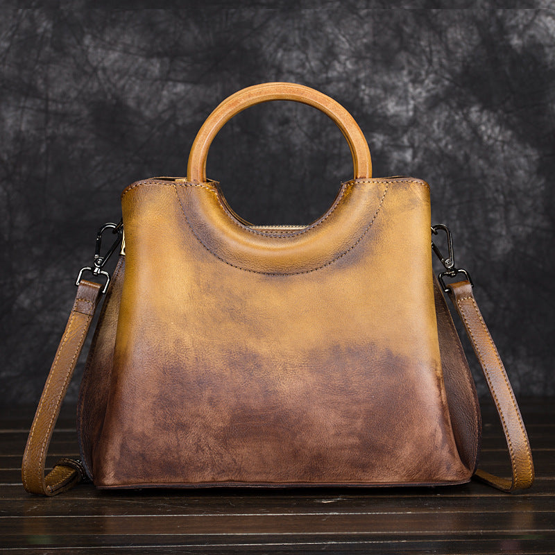 Leather handbags hand-painted suede leather handbags retro craft trend ladies handbag diagonal package LadyShow.Store