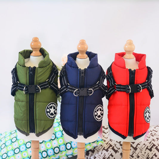 Waterproof Dog Clothes Winter Dog Coat With Harness Warm Pet Clothing Big Dog Jacket Chihuahua Labrador Coat Costume Best YouTube Store