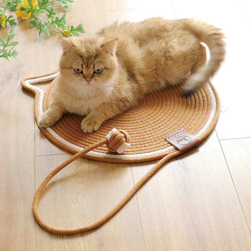 Braided Cotton Rope Cat Claw Mat Self Hi Ball One Piece Sleeping Mat Washable Anti Sticky Scratching Artifact Cat Scratching Mat Pet Products Pets Fashion