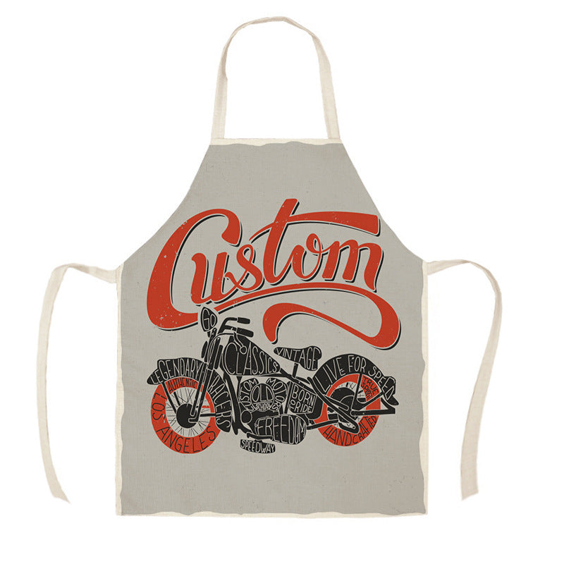 Creative Motorcycle Poster Art Letter Linen Kitchen Apron PearlNestDecor.com
