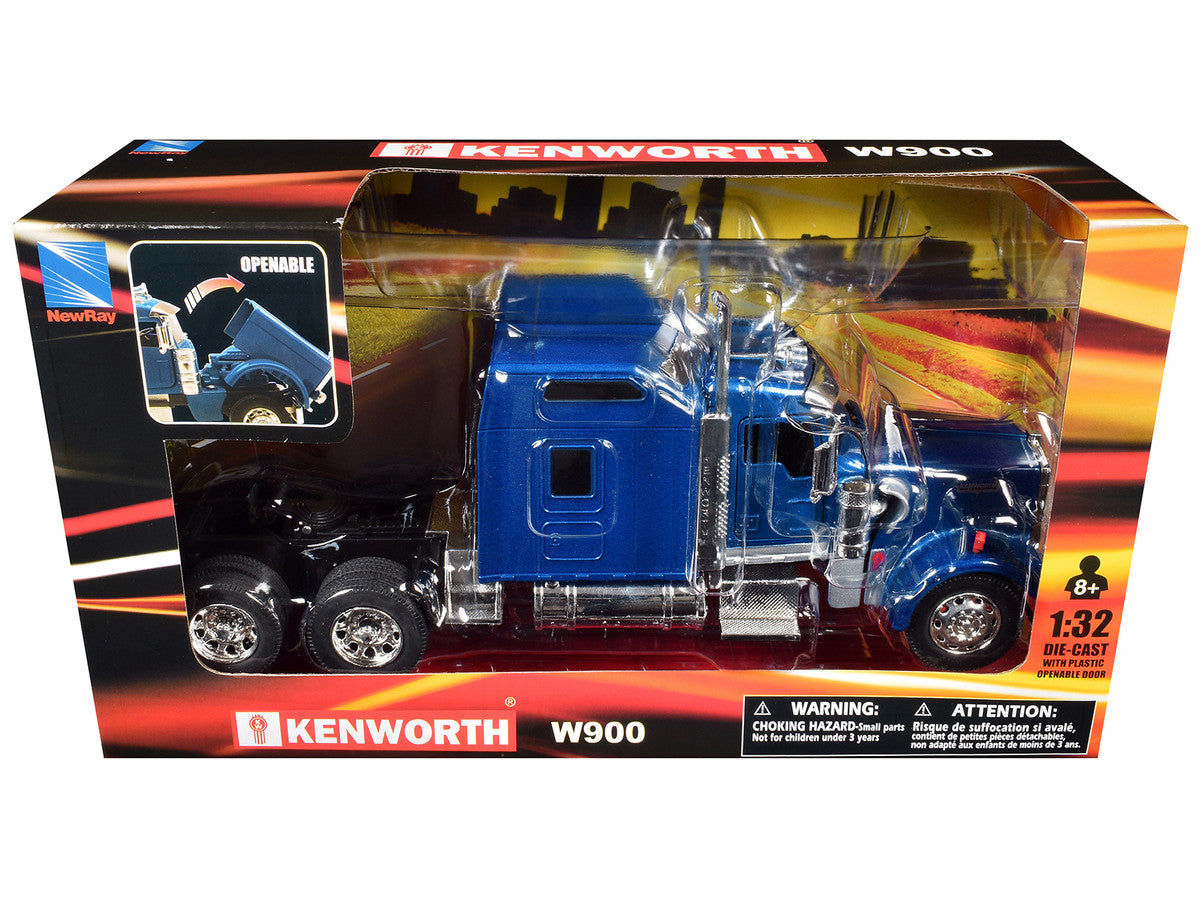 Kenworth W900 Truck Tractor Blue Metallic 1/32 Diecast Model by New Ray LuxuryLifeWay Online Store