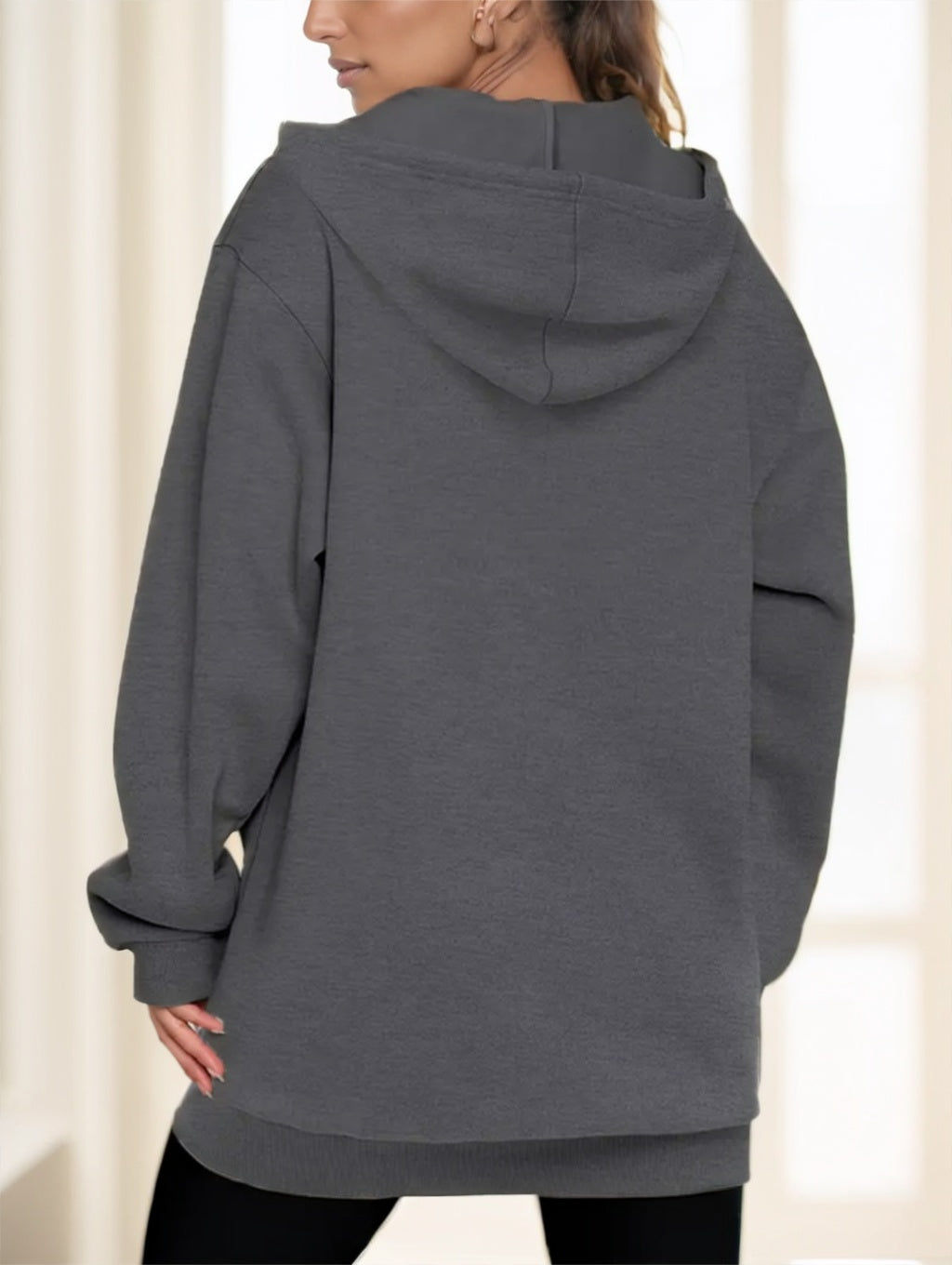 Women's Casual Long Hoodie With Zipper NorixaFashion.com