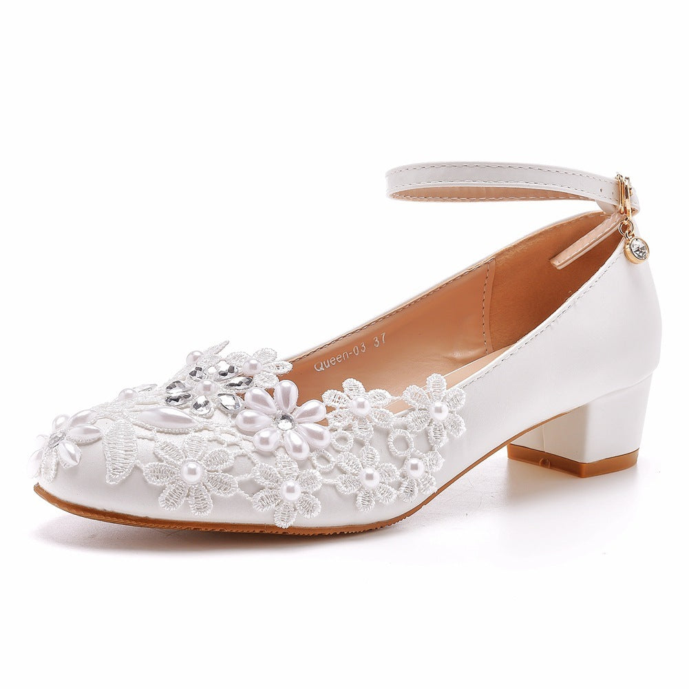 Elegant White Lace Shoes for Women - PU Leather (Sizes 35-43) LadyShow.Store