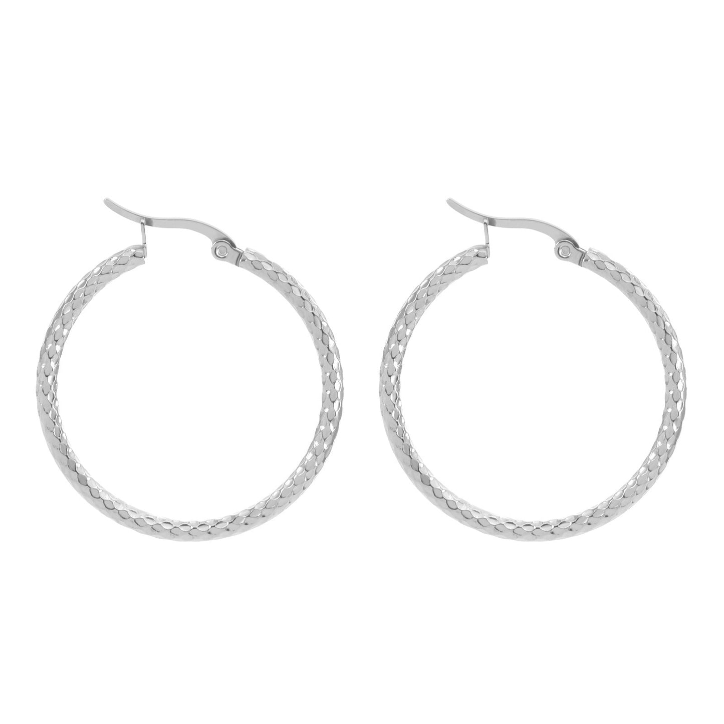 18K Gold-plated Dense Emboss Round Ring Earrings Advanced Sense LadyShow.Store