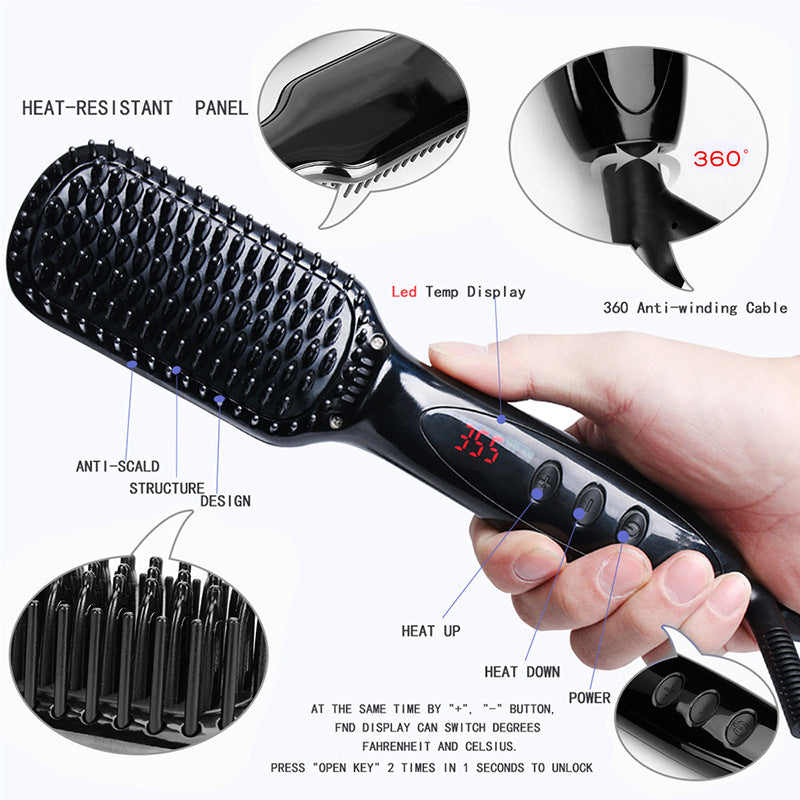 Ceramic Straightening Brush for Styling Hair LadyShow.Store