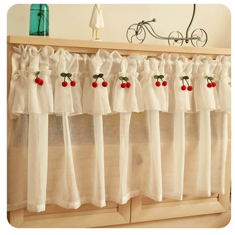 Fresh Linen Short Curtain For Kitchen Small Window PearlNestDecor.com