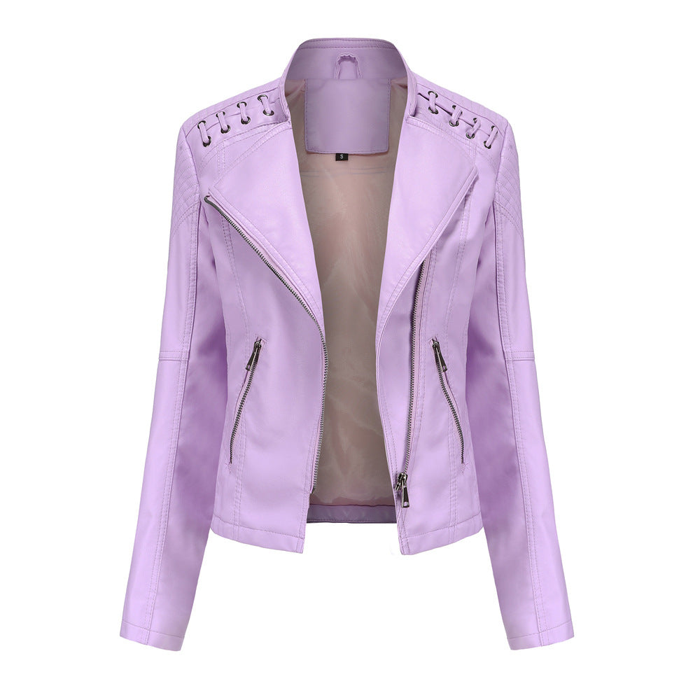 Slim Fit Thin Leather Coat Women's Motorcycle Clothing Best YouTube Store