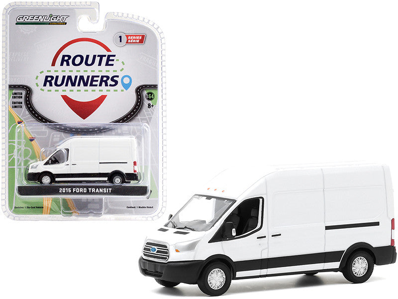 2015 Ford Transit High Roof Van Oxford White "Route Runners" Series 1 1/64 Diecast Model by Greenlight LuxuryLifeWay Online Store