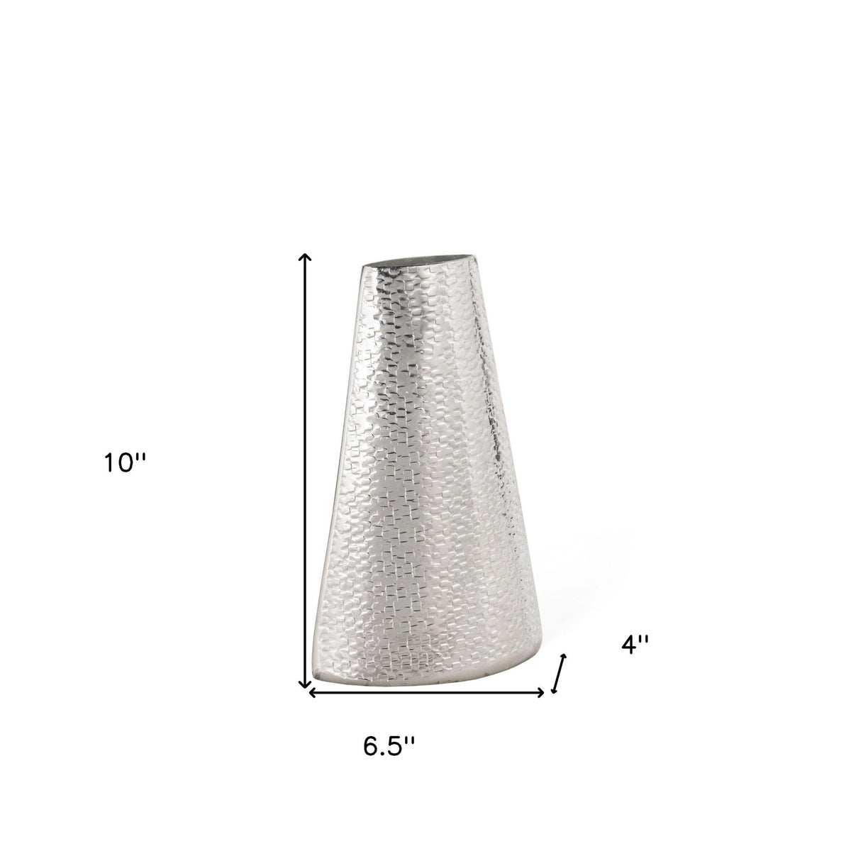 10" Silver Hammered Cone Aluminum Table Vase LuxuryLifeWay Online Store