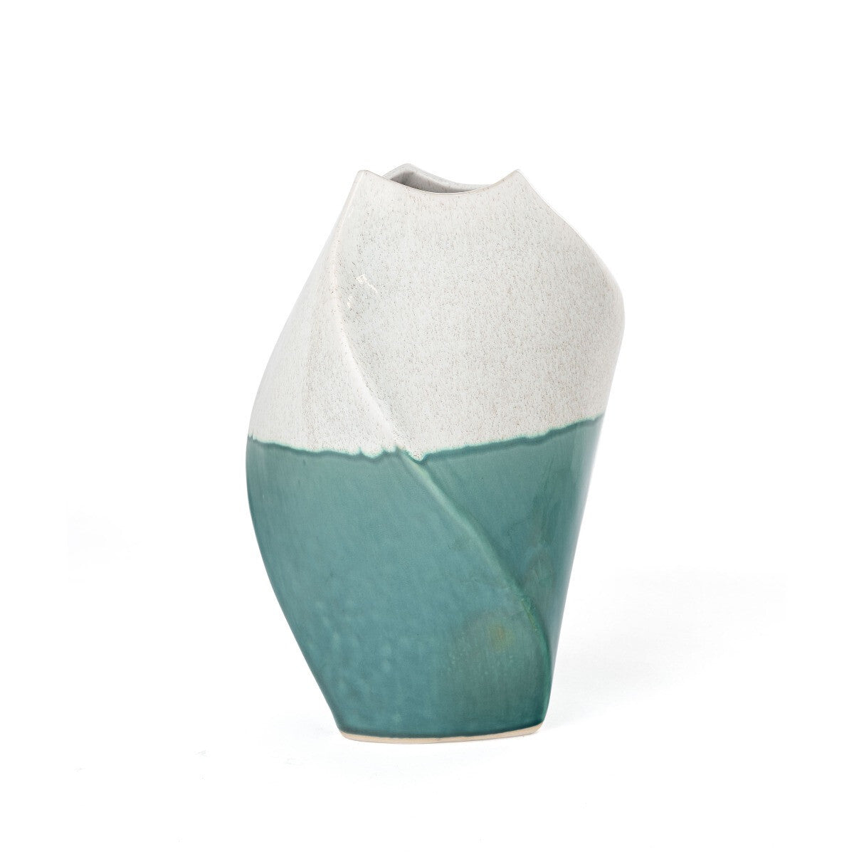 12" Green and Ivory Ombre Wavy Ceramic Table Vase LuxuryLifeWay Online Store