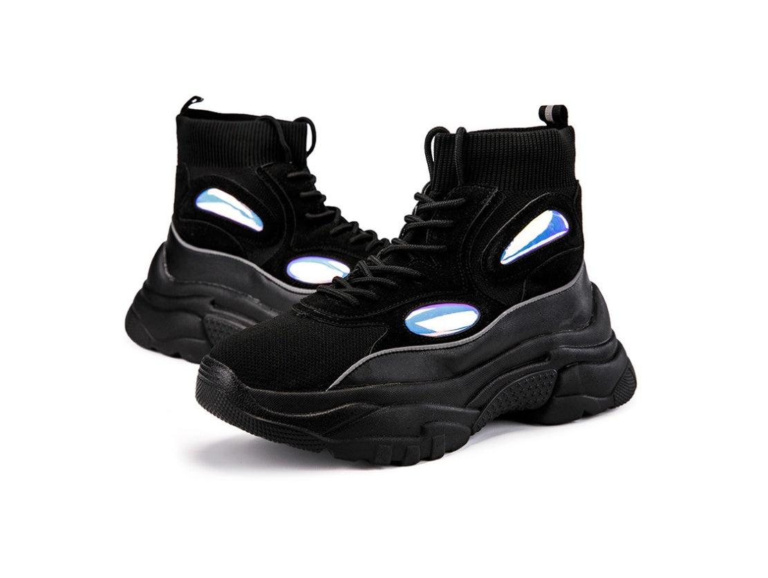 High help flying woven breathable sports casual couple tide shoes set foot socks shoes men Best YouTube Store