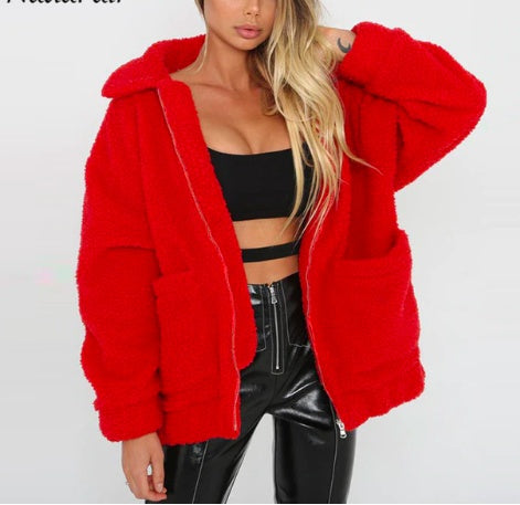 shearling coat jacket women autumn winter warm thick plush coat LuxuryLifeWay Online Store