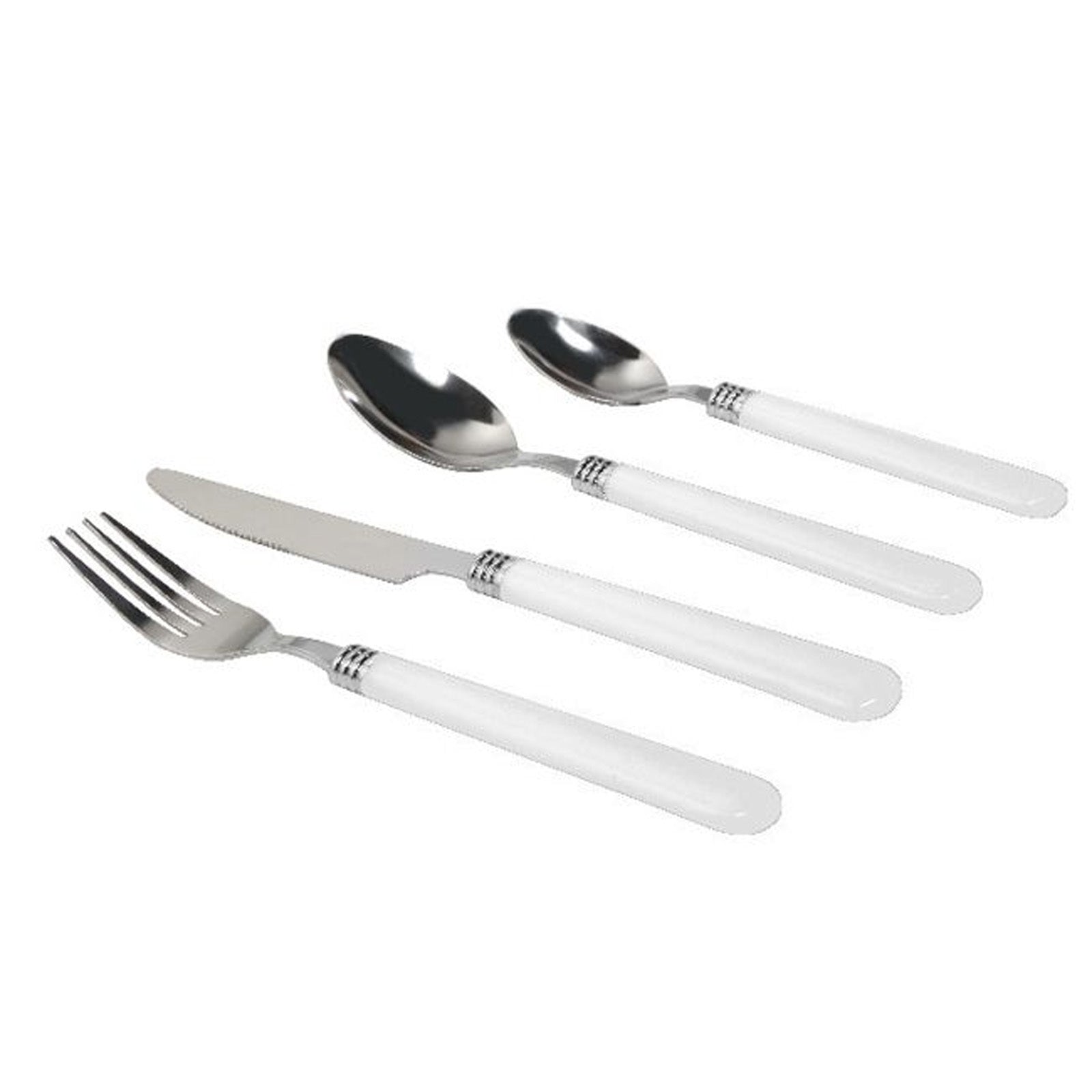 Gibson Sensations II 16 Piece Stainless Steel Flatware Set with White Handles and Chrome Caddy LuxuryLifeWay Online Store