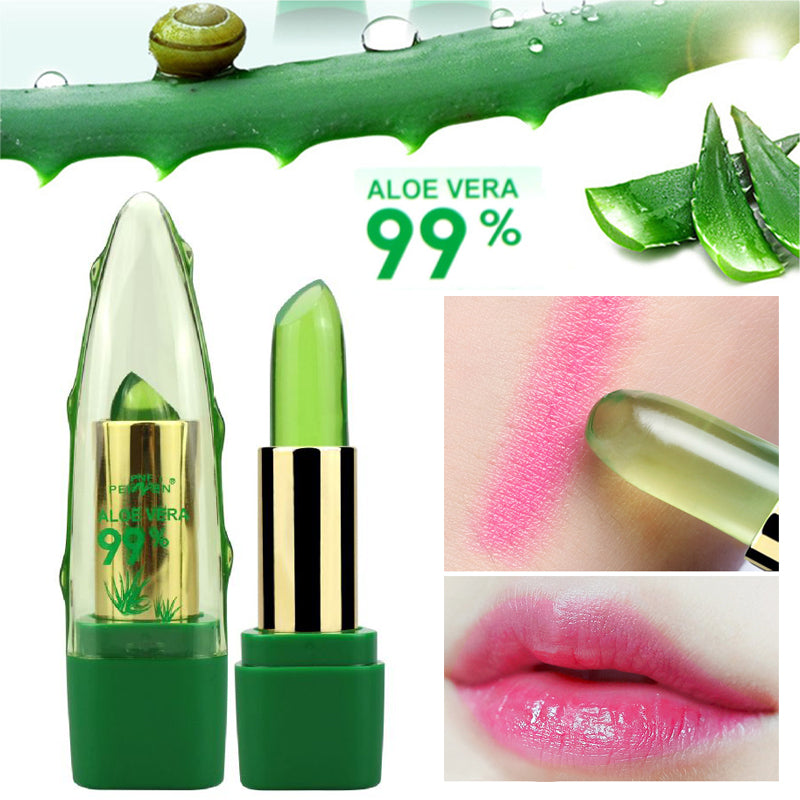 Aloe Vera Gel Color Changing Lipstick Gloss  Moisturizer Anti-drying Desalination Fine-grain Lip Blam Care LadyShow.Store