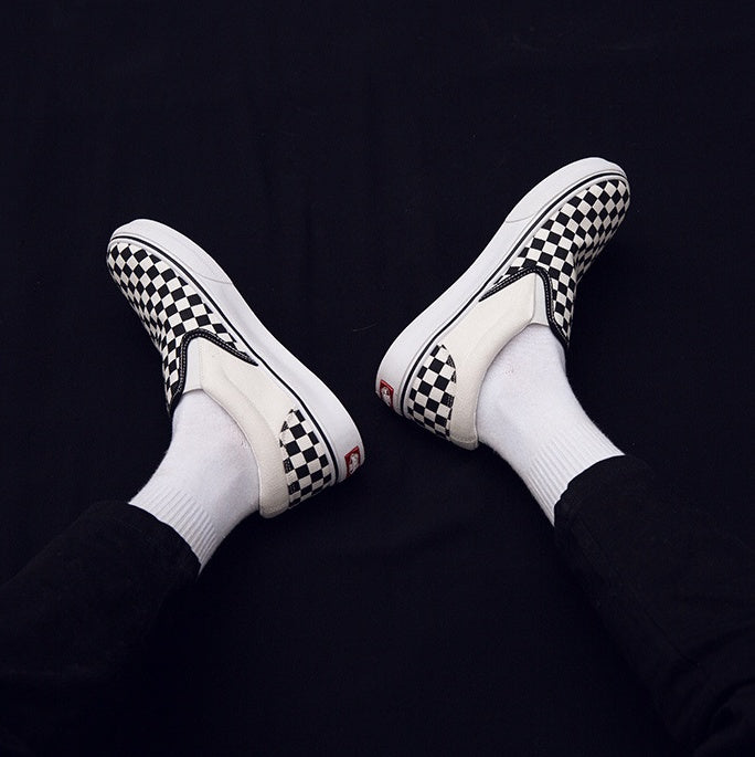 Korean version of casual wild students low to help men's shoes Harajuku ulzzang lattice one pedal men canvas shoes lazy Best YouTube Store