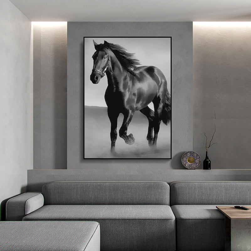 Art Canvas Animal Dark Horse Wall Art Living Room Home Decor PearlNestDecor.com