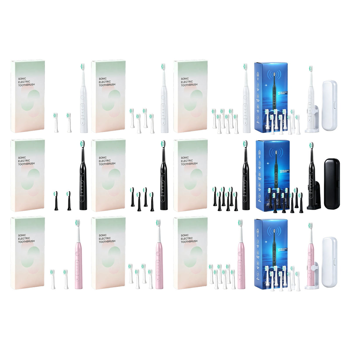 CH-926 Electric Toothbrush With 2 Brush Heads Tri Light Beauty