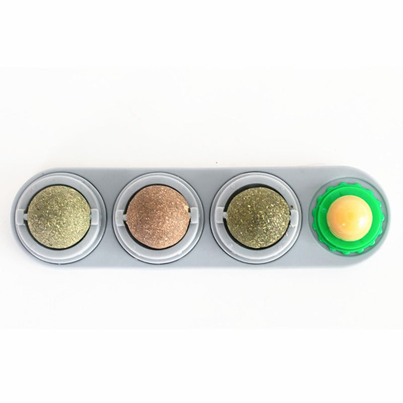 4 In 1 Rotating Catnip Silver Vine Ball Teeth Cleaning Acne Prevention Digestive Health Wall Stick On Toy Edible Safe Material Pets Fashion