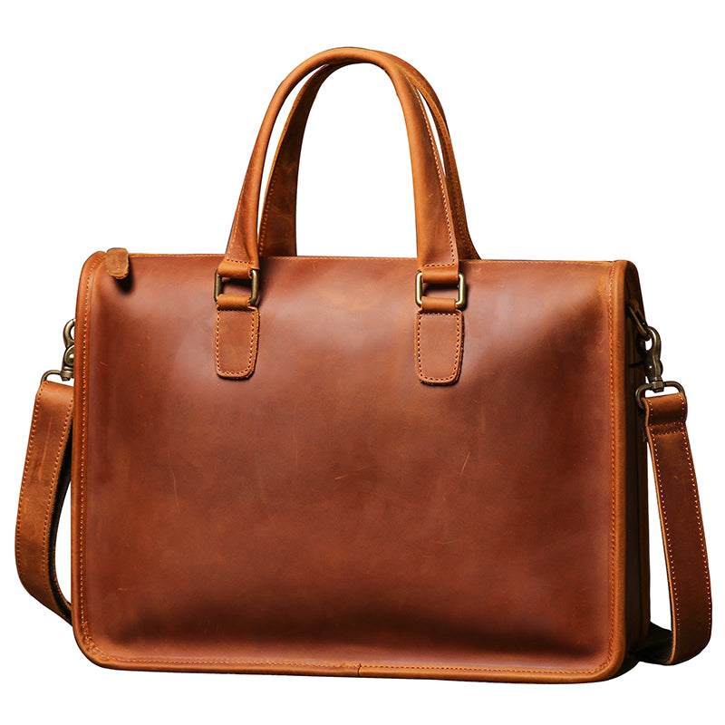 Men's Bag Crazy Horse Leather Briefcase For Laptop CJD