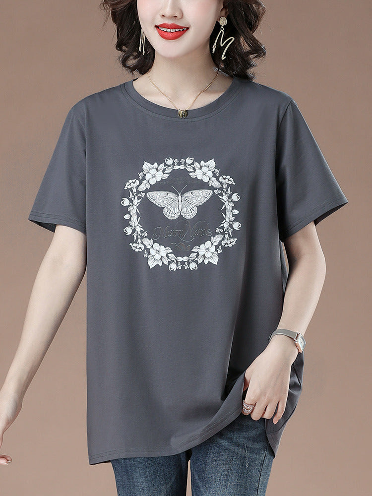 Bee Graphic Round Neck Short Sleeve T-Shirt Pi-Mart