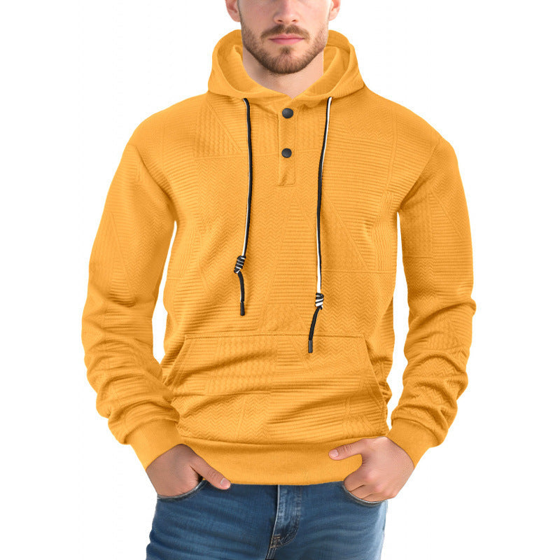 Pullover Solid Color Casual Sports Loose Long Sleeve Hooded Sweater Men LadyShow.Store