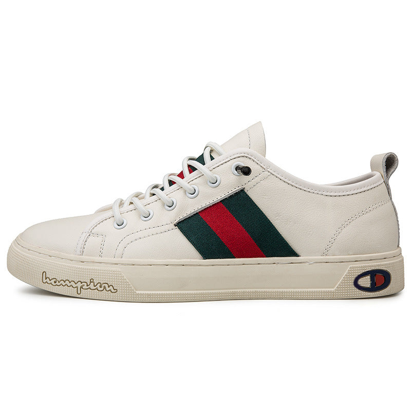 Men's Casual Leather Sneakers - Trendy White Shoes LadyShow.Store