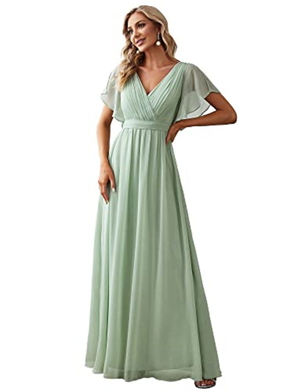 Sexy V-neck Chiffon Dress Women NorixaFashion.com