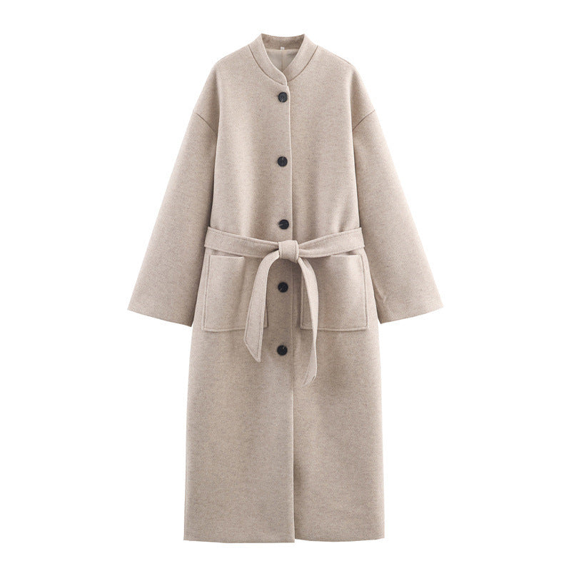 Long Belted Elegant Coat For Women