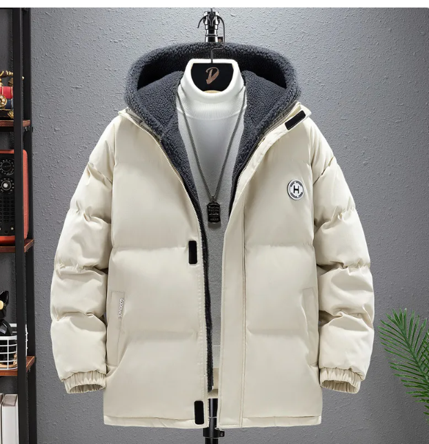 Berber Fleece Coat Cotton-padded Coat Men's Fake Two Pieces Hooded Cotton Jacket Thick Warm Pi-Mart