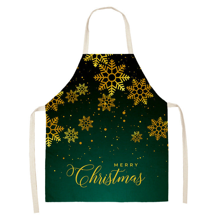 Household Green Series Christmas Dog Linen Apron Used In Kitchen PearlNestDecor.com